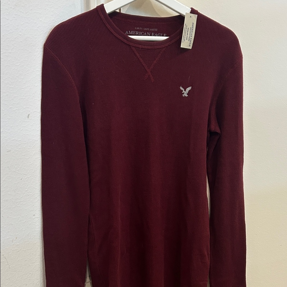 AE Burgundy Waffle Knit Top